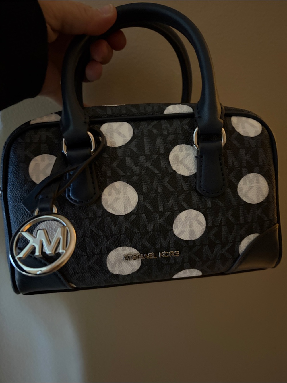 Michael Kors Blue and White Polka Dot Mini Satchel